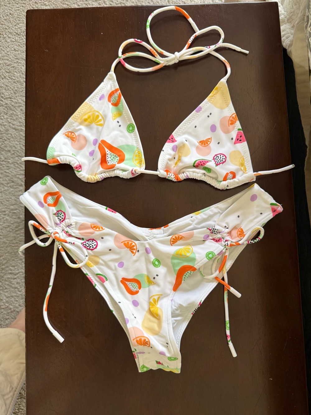 Blackbough White Bikini with Orange, Green and Purple Fruit Print